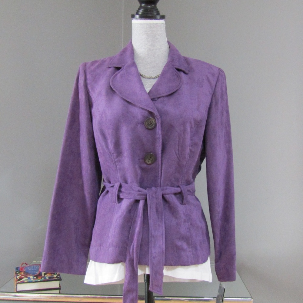 NEW Studio I Petite Purple Faux Suede Jacket 12P - Picture 2 of 6